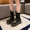 2025 Fashion New Boots Women's Shoes Fashionable and Versatile Thin Round Head Cigarette Boots Platform Shoes Outdoor Versatile