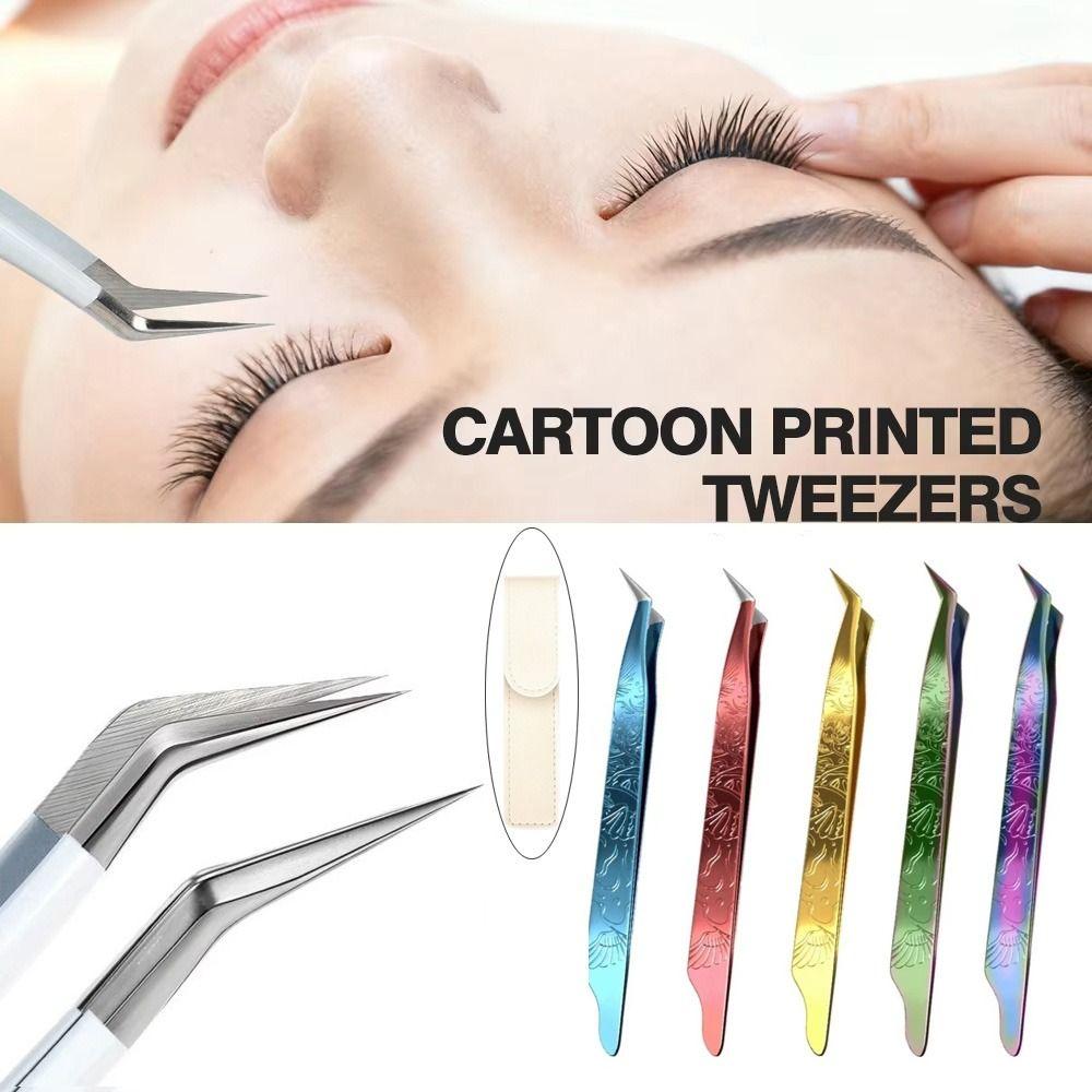 Anti-static Curved Stickers Tweezers High Precision Eyelash Curler Extensions Grafting