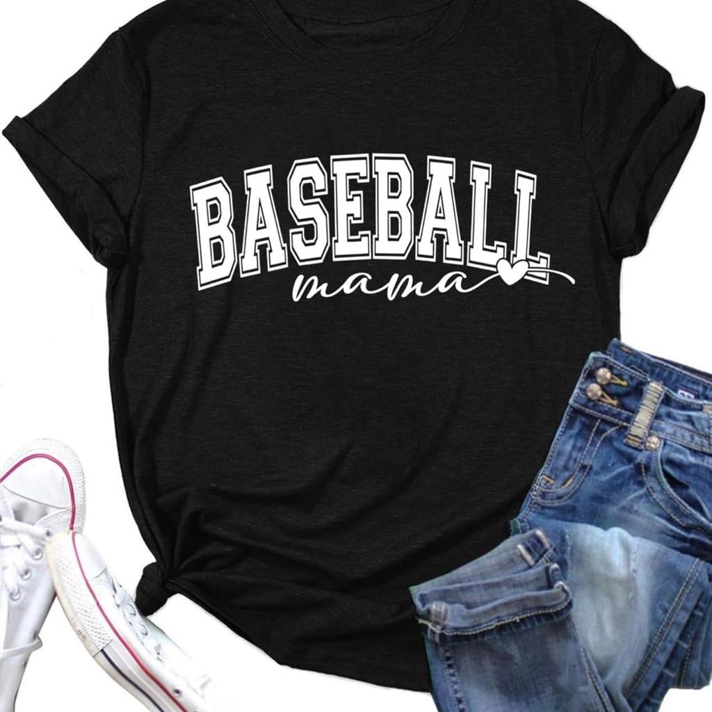 Baseball Mom Shirt Women Baseball Tshirt Funny Game Day Gift Baseball Shirts Short Sleeve Tops