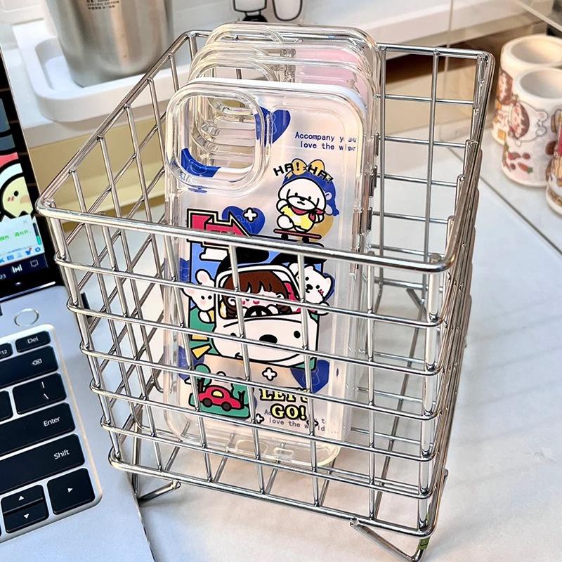 Креативная квадратная корзина для хранения на четвереньках, настольная корзина для хранения мелочей, отделочная косметика, корзина для хранения закусок, металлическая железная художественная корзина