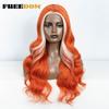 FREEDOM Synthetic Lace Front Wigs For Women 26 inches Body Wave Wig Ombre Brown Blonde Lace Wig Synthetic Highlight Cosplay Wig
