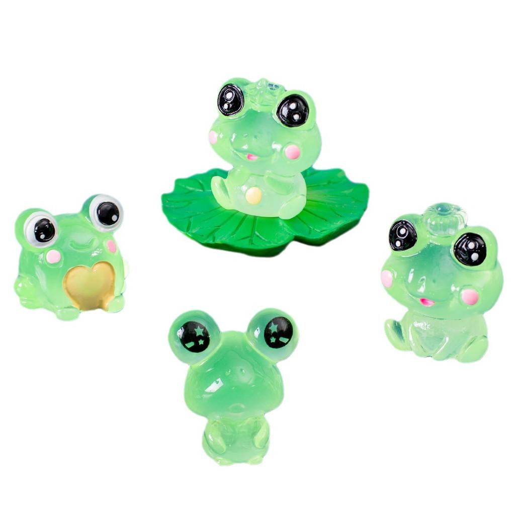 Creative Glow In The Dark Frog Ornaments Resin Craft Animals For Desk Car