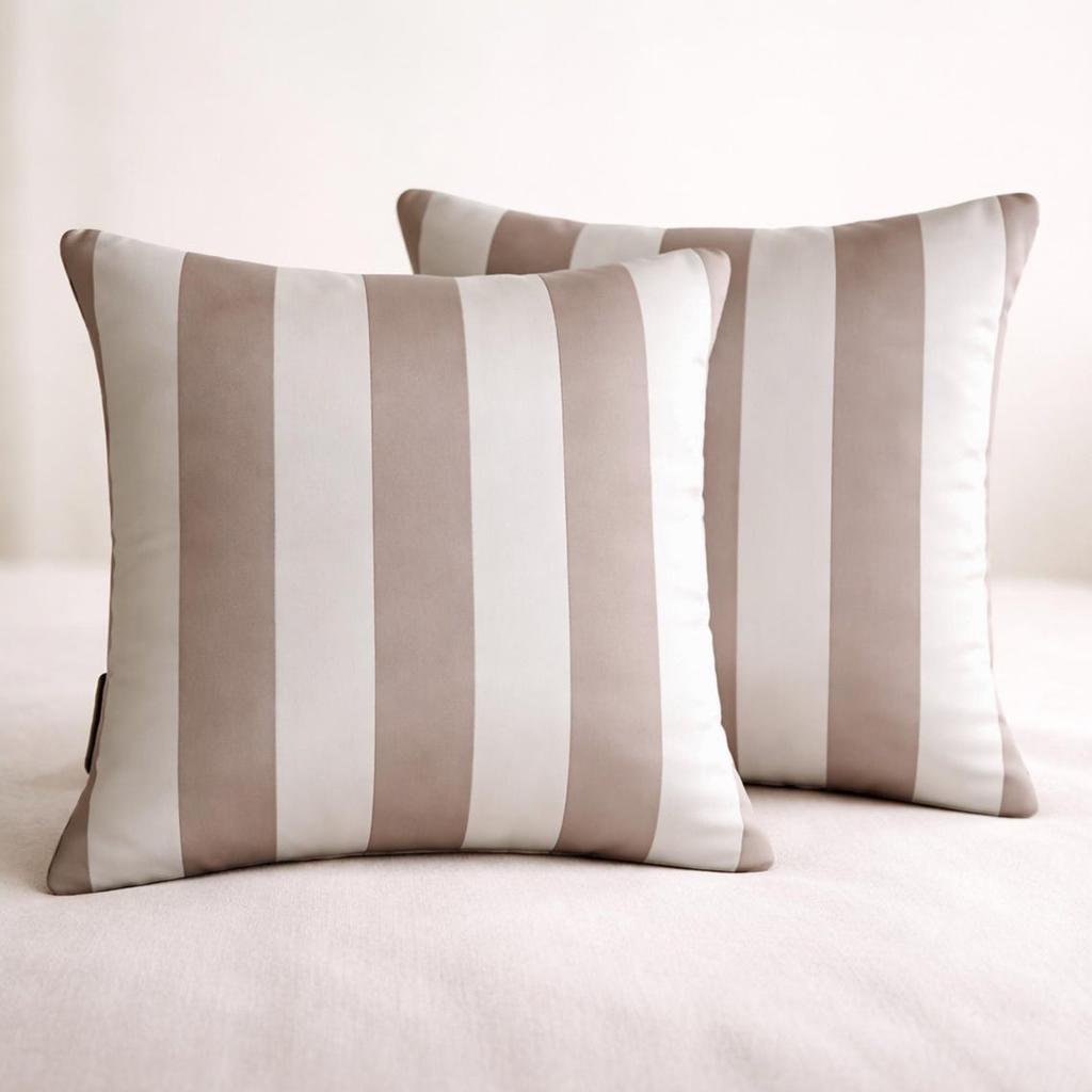 Design Decorative Throw Pillow Covers, Striped Modern Satin Cushion Cover Pack of 2 Pillowcases
