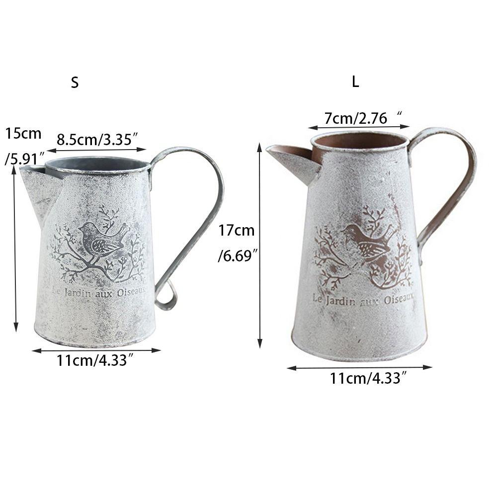 French Script Dried Flower Vase Empty Iron Container Iron Art Bucket  Dried Flowers