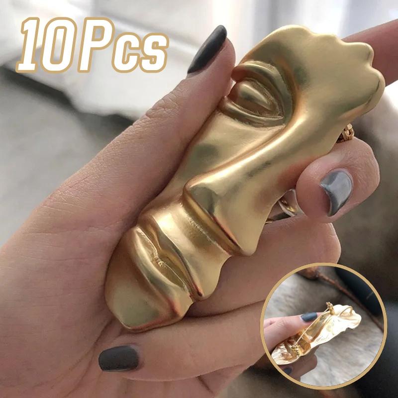 Модный дизайн, преувеличенная половина человеческого лица, броши для женщин и мужчин, золотистого цвета, металлические булавки, повседневные украшения для вечеринок