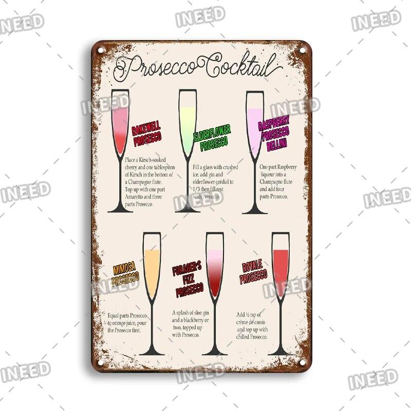 Retro Vintage Cocktail Recipe Tin Signs Metal Vintage Plaque Beer Metal Plate Decorative Plaque For Bar Pub Man Cave Wall Decor