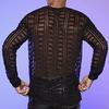 Men Club Shirt See-through Hollow Out Fishnet Deep V Neck Long Sleeve Solid Color Thin Pullover Soft Streetwear Slim Fit