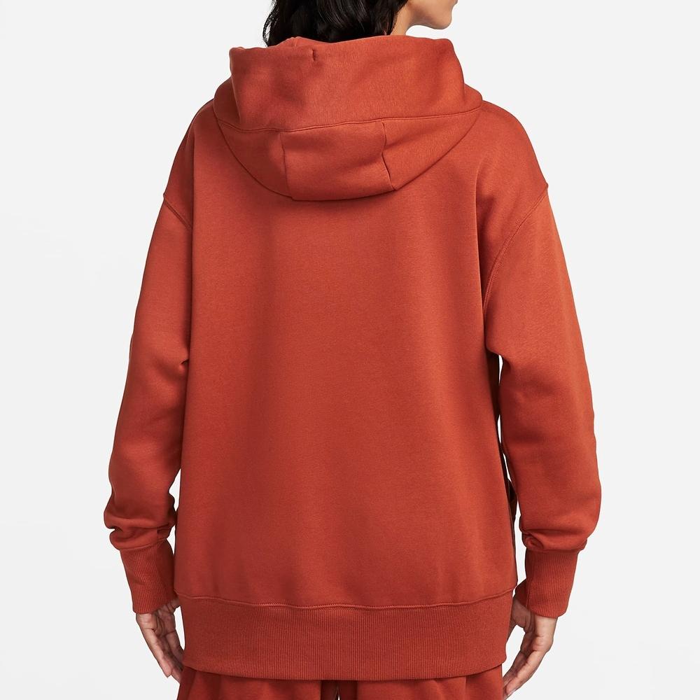 Nike Однотонный повседневный свободный флисовый свитшот с капюшоном, женские топы бордового цвета DQ5861-832