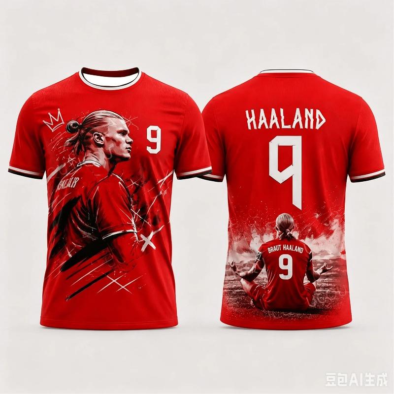 Summer Athlete Portrait 3D Print Fan Jersey Unisex Haaland 9 Number Graphic Short Sleeve Casual Sports Match Tee