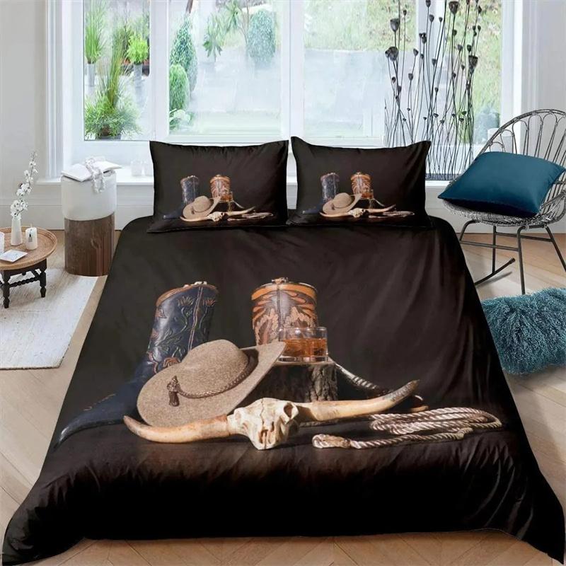 Комплект постельного белья в стиле вестерн-ковбой, винтажный комплект постельного белья в фермерском стиле для детей, мальчиков, подростков, размер Queen, мягкий, 2/3 предмета, полиэстер, пододеяльник