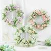 Artificial Rose Wreath Flower Garland 40cm Door Wreath Spring Round Wreath