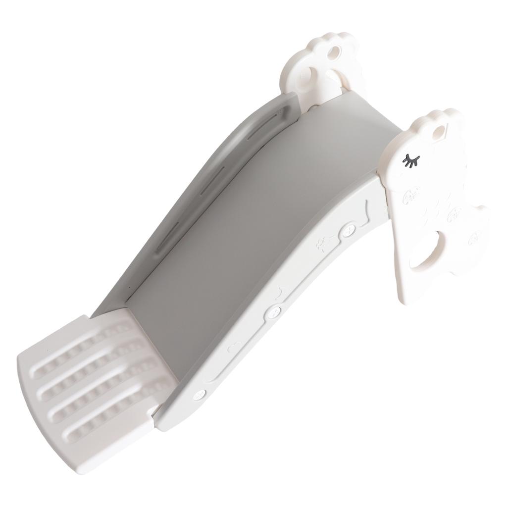 Kids Indoor Sliding Slide Freestanding Folding 2 Stairs Stable Base Climber Play Slide for Toddlers White Gray