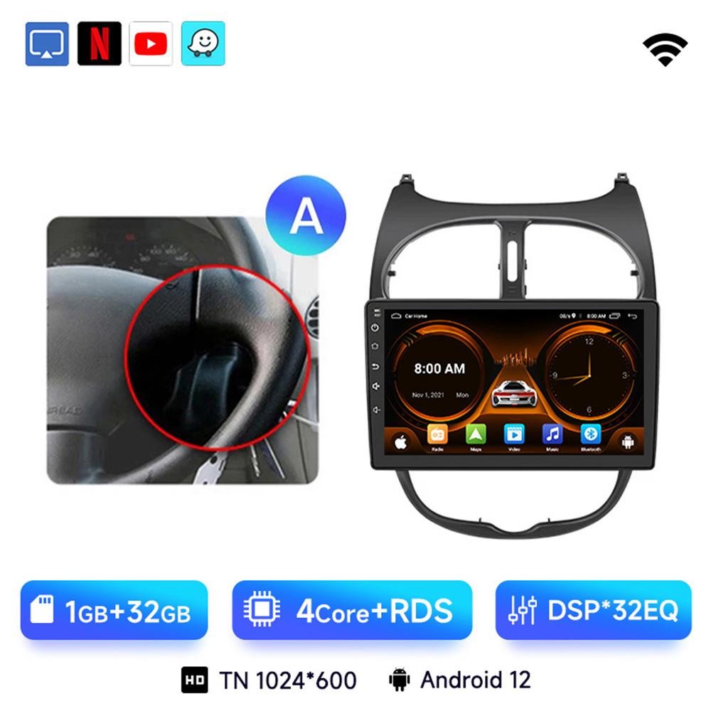 JIUYIN  Android 13 Car Radio For PEUGEOT 206 206CC 206SW 2000-2008 Auto Multimedia Player GPS Autoradio Carplay 2 din
