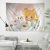 RRilak Bear Kuma Bear Аниме Гобелен Хиппи Цветок Ковер на Стену Декор для Комнаты в Общежитии Дешевый Хиппи Настенное Украшение