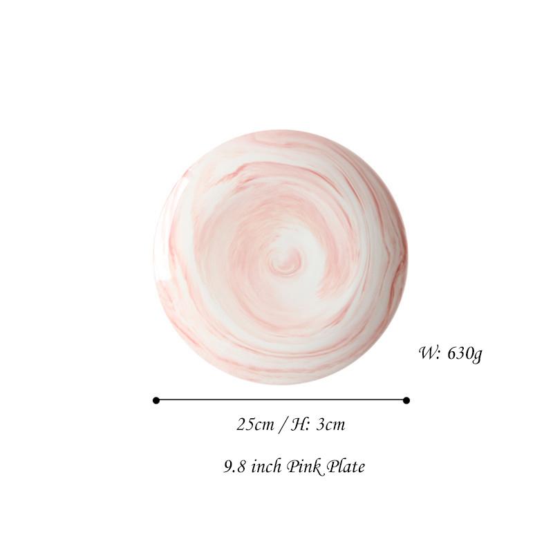 Сервировочная тарелка с современным мраморным дизайном Керамическая обеденная тарелка Фарфоровая столовая посуда Десертные тарелки Тарелка для пасты и стейка Подходит для микроволновой печи