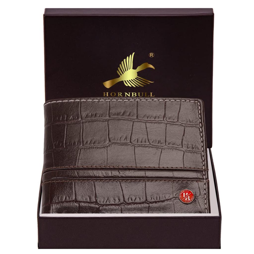 Denial Коричневый тисненый кожаный кошелек для мужчин | Кошельки мужские с блокировкой RFID | Мужской кожаный кошелек