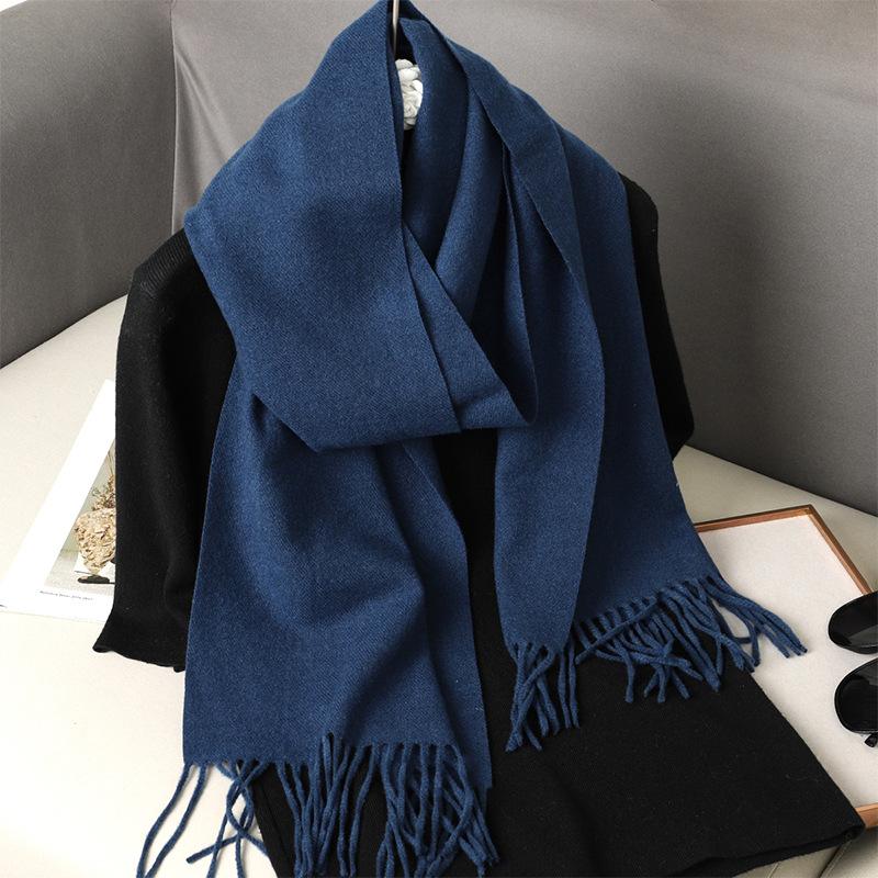 62Color Solid Women Winter Scarf Теплый Утолщенный Кашемировый Шаль Уличная Мода Роскошные Кисточки Пашмина Дамская Накидка Ветрозащитные Шарфы
