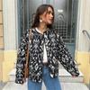 Women's Printed Quilted Jacket Round Neck Autumn Winter Coats Retro Loose Fashion Jackets Casual Short Greatcoat