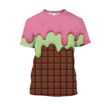 Ice Cream Fashion 3D Printed Men's T-Shirt Summer Quick Dry Breathable Comfortable Outdoor Exercise Daily