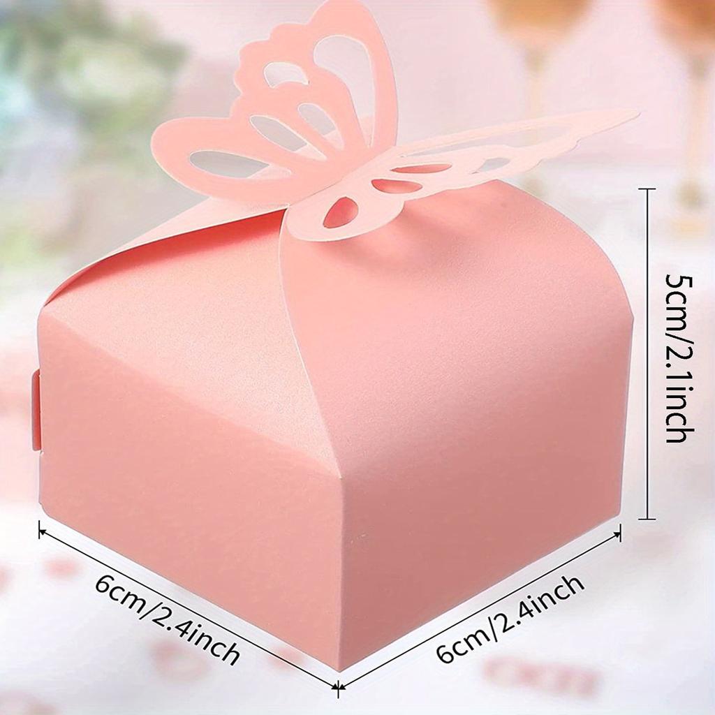 20pcs Small Gift Box, Birthday Wedding Party Candy Pearlescent Paper Butterfly Goodie Box Square Box Goody Wedding Paper Box