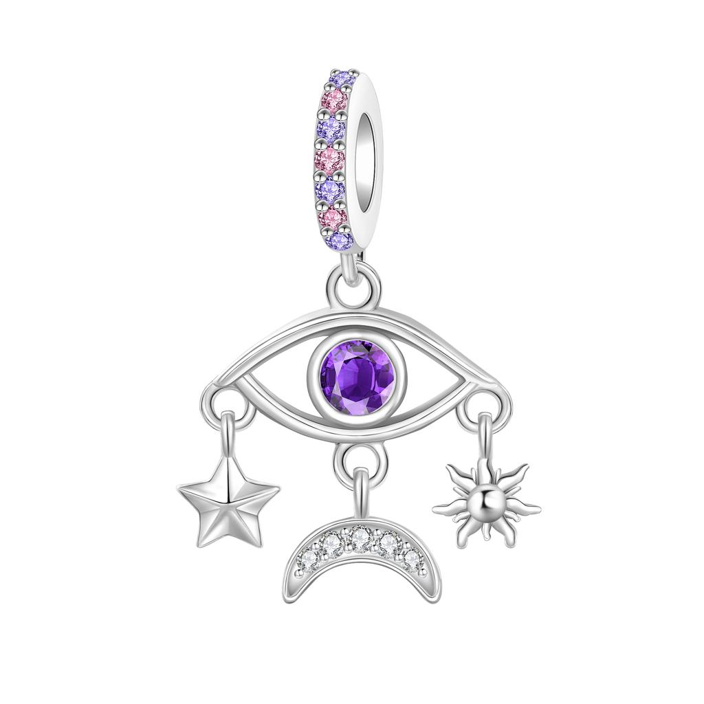 Copper Classic Purple Heart Shape Dragon Pegasus Butterfly Charms Beads Fit 3Mm Original Bracelet Diy Jewelry Gift