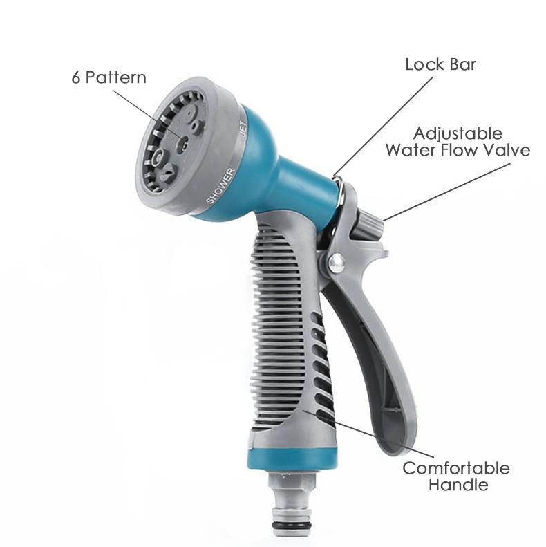 Hot Sale Manual Power Plastic Garden Water Gun with Nozzles Featuring a Convenient Design for Outdoor Use