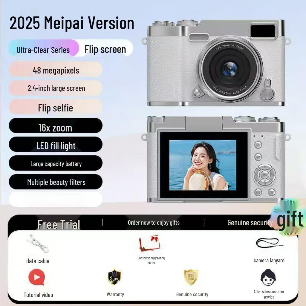 Retro Foldable Screen CCD Camera with 16x Zoom and HD Portable Pocket Recorder