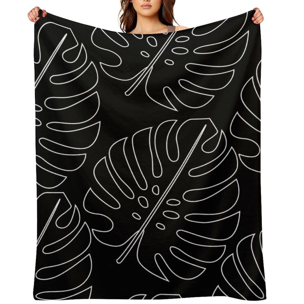 Minimalistic Monstera Throw Blanket Blankets For Bed Bed Fashionable manga heavy to sleep Blankets
