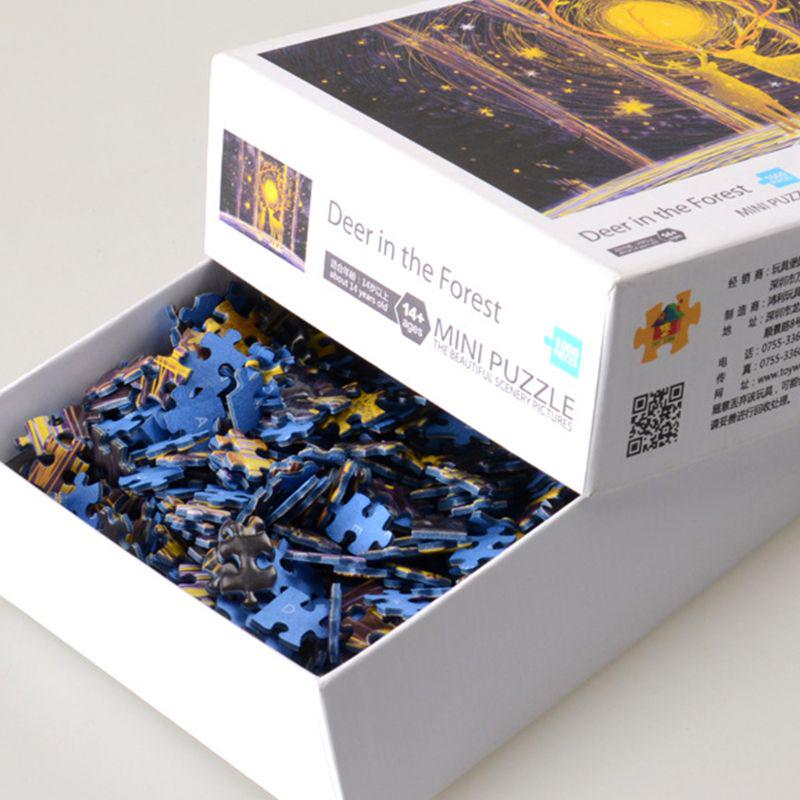 1000 Pieces Deep Forest Elk Paper Jigsaw Puzzle Landscape for Adults Kids Educational Game Play Toys