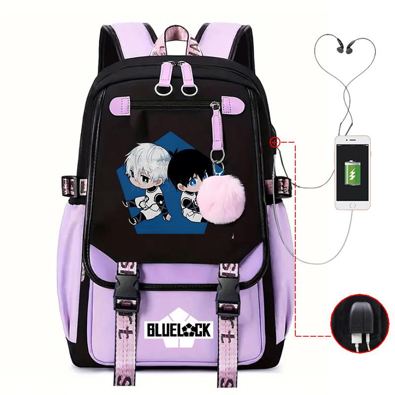 Blue Prison Anime School Bag College Wind Large Capacity Middle School Student Usb Backpack