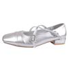 Mary Jane shoes small silver shoes spring 2025 new versatile light mouth soft leather cross single shoes small leather shoes