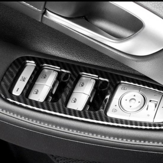 Carbon Fiber 4X Window Lift Switch Panel Cover Trim For Hyundai Sonata 2020 2021