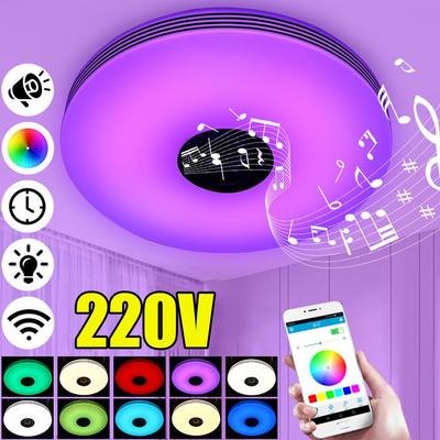 RGB Круглый Встраиваемый Музыкальный APP bluetooth Динамик Умная Потолочная Лампа Музыкальная Светодиодная Потолочная Лампа Свет С Пультом Управления 36 Вт/72 Вт