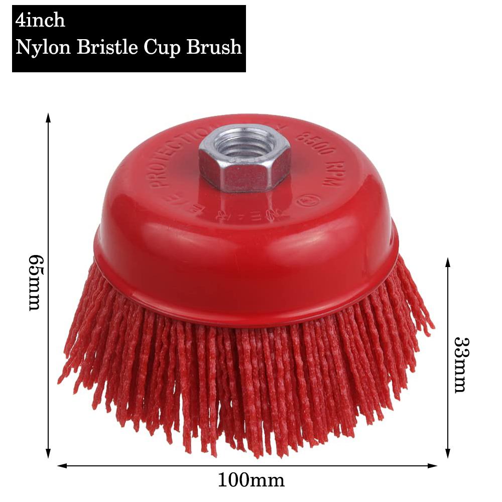 4-дюймовая щетка с нейлоновой щетиной из абразивной нити для обработки поверхности металла и дерева