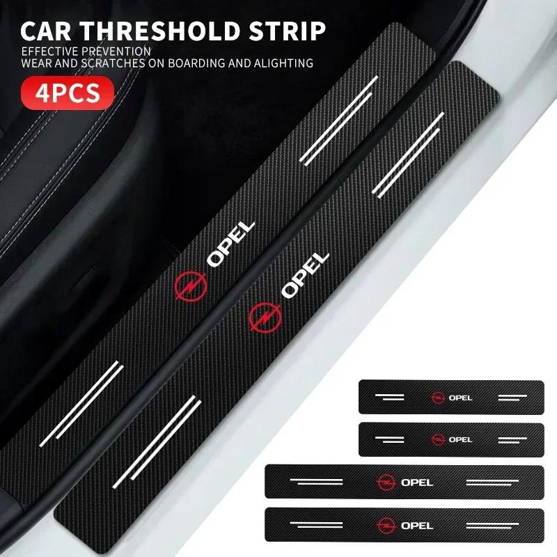 VKXG1 4Pc Carbon Fiber Car Door Sill Threshold Protector Logo Stickers For Opel Astra Insignia Mokka Zafira Corsa Vectra Antara Meriva