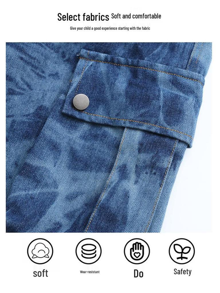 Трендовые свободные джинсы карго для девочек, весна/осень 2025