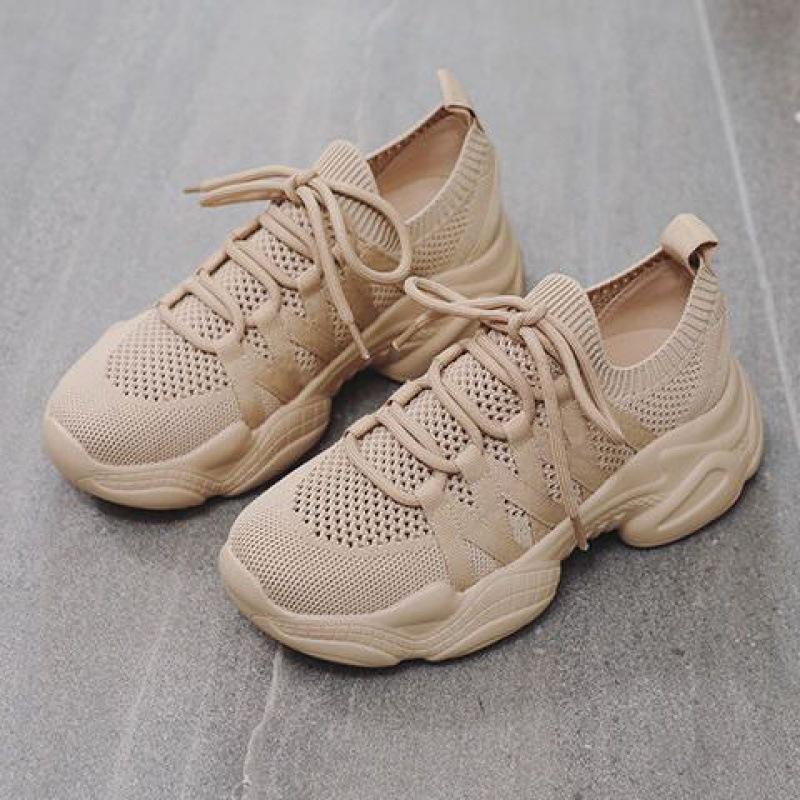 Summer Mesh Surface Breathable Shoes Women's New Spring and Autumn All-Match Ins Thick Bottom Sneaker Tide