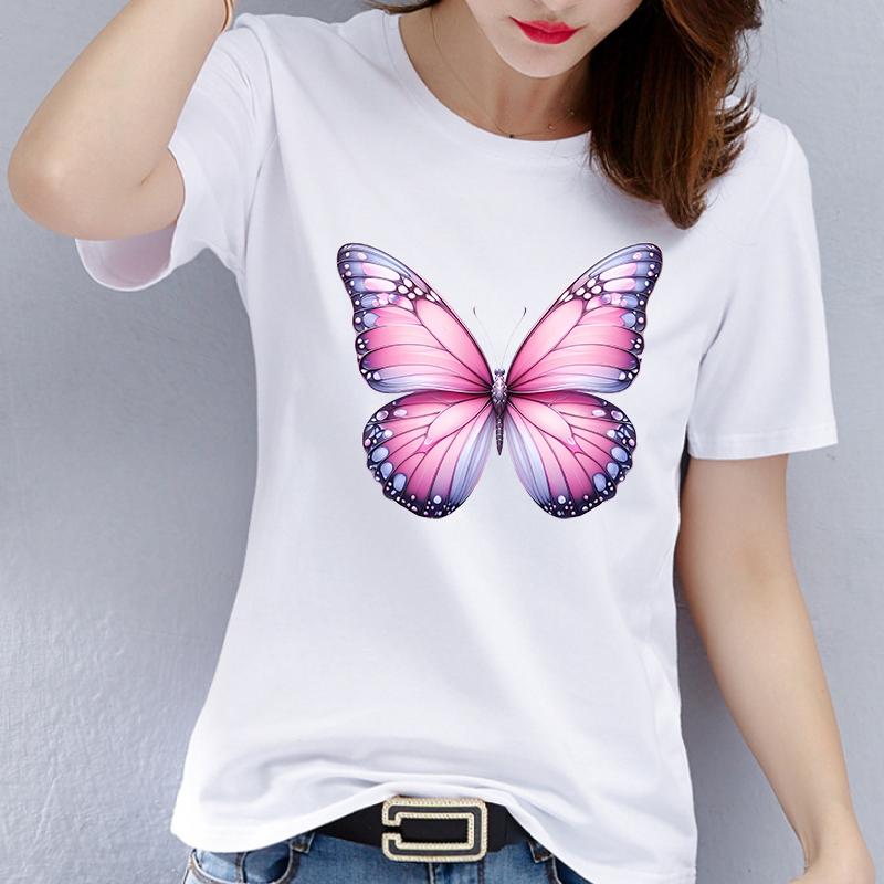 Cute Butterfly Printed TShirt Short Sleeve Aesthetic Graphic Womens Harajuku Top Casual Fashion TShirt