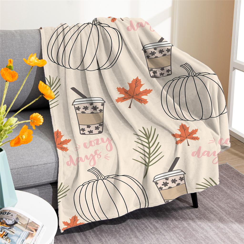 Halloween pumpkin digitalprinted polyester Bedroom velvet flannel soft sofa cover blanket Fleece soft sofa cover blankets