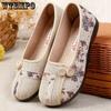 Весенние и осенние туфли для мам, женские туфли на плоской подошве из старой пекинской ткани, мягкие нескользящие туфли среднего возраста