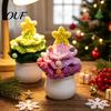 Thoughtful Holiday Gifts for Friends Hand Crochet Potted Christmas Tree, Creative Knitted Plant, Mini Soft Woolen Plant Figures Cute Home Desktop