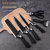 Knife Set Black Knife Six-piece Set Tie Pattern Non-stick Knife Stainless Steel Wave Pattern Knife
