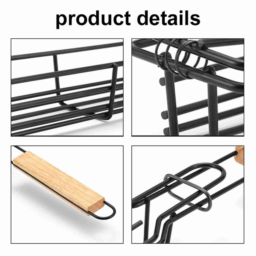Camping BBQ Grilling Basket Charcoal Grill Outdoor Grill Tool Picnic Portable Wood Handle Roasting Meat Accessories