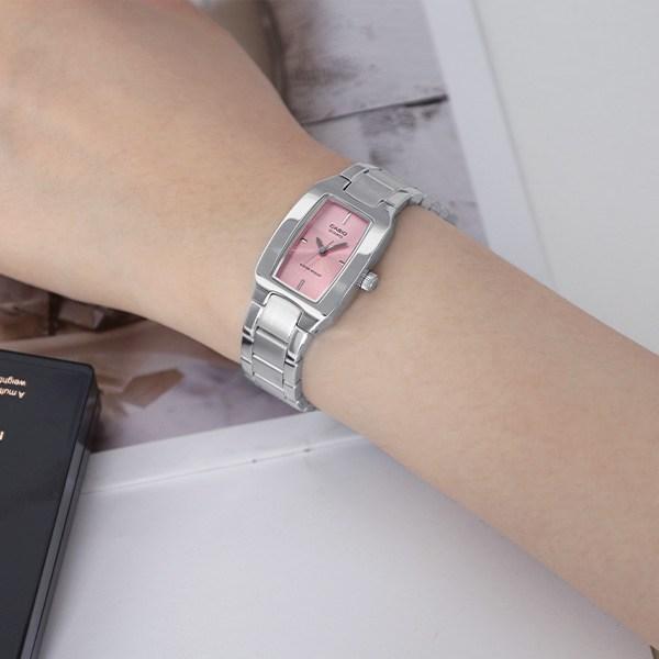 Casio Аналоговые женские наручные часы из металла с квадратным корпусом