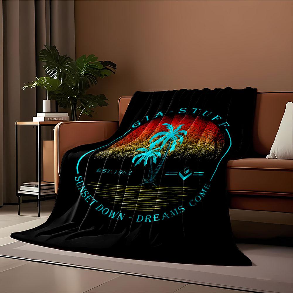 Tropical Sunset Blanket for all seasons blanket lunch break throw gift
