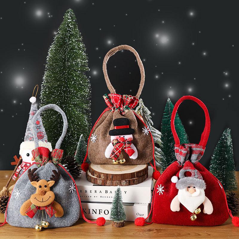 Рождественское украшение, маленький подарок, мягкая плюшевая подарочная сумка, канун Рождества, упаковочная коробка для яблок, сумка-тоут, банка для конфет, сумка для яблока