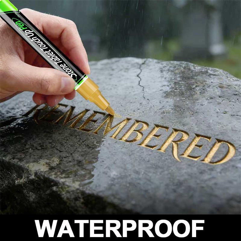 Pet tombstone touch up paint pen, metal pen for repairing inscriptions, touch up paint, high temperature resistance, waterproof, not easy to fade