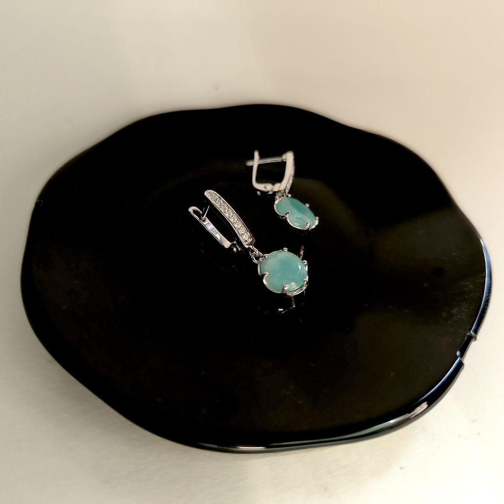 Серебряные серьги с натуральным изумрудом 5.533ct (2167181)