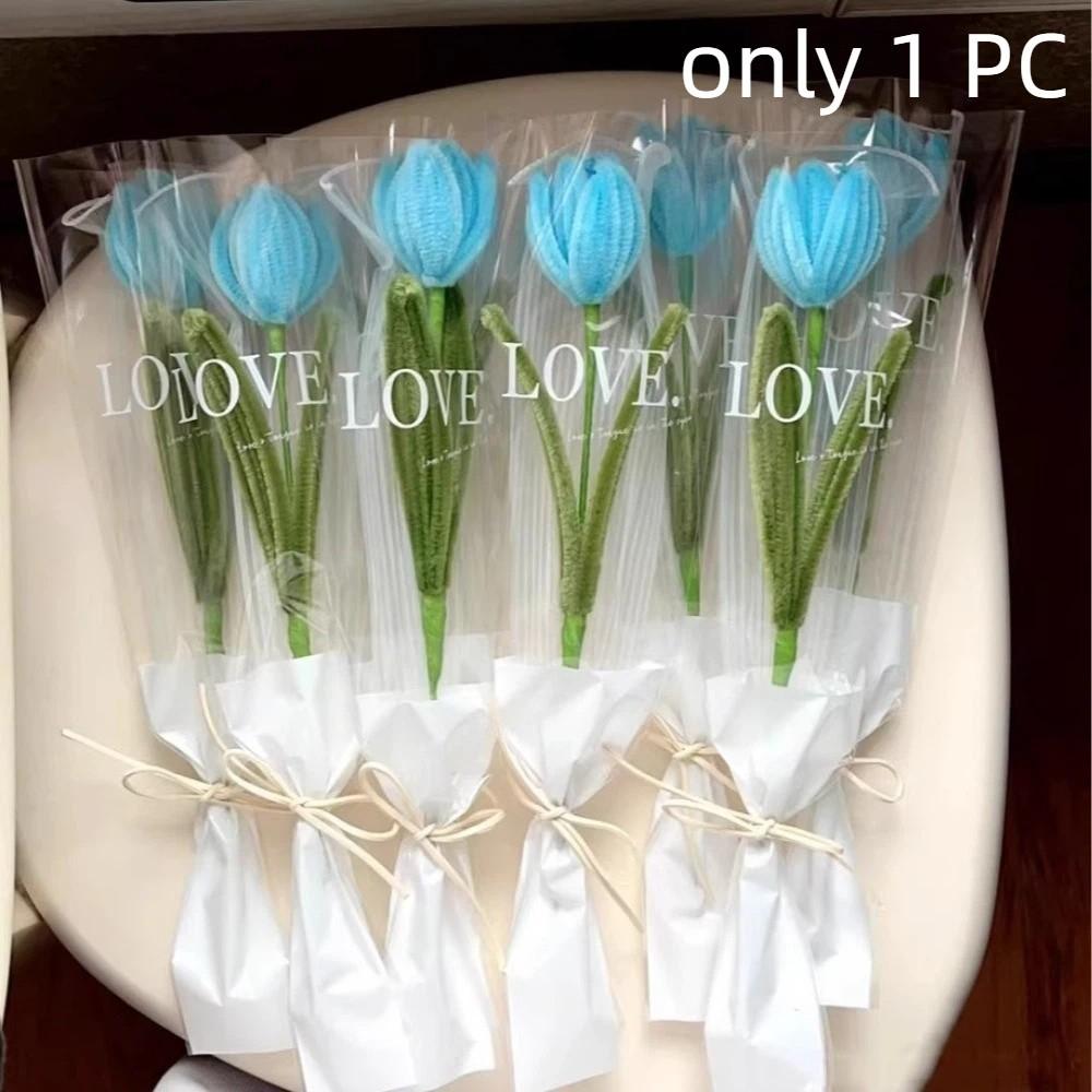 Handmade Sweet Flower Bouquet Graduation Gifts Artificial Tulip Flower Tulip Twisting Rod Birthday