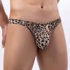 Мужское нижнее белье с выпуклым мешочком с леопардовым принтом, стринги, сексуальные, с низкой посадкой, Т-образной формы